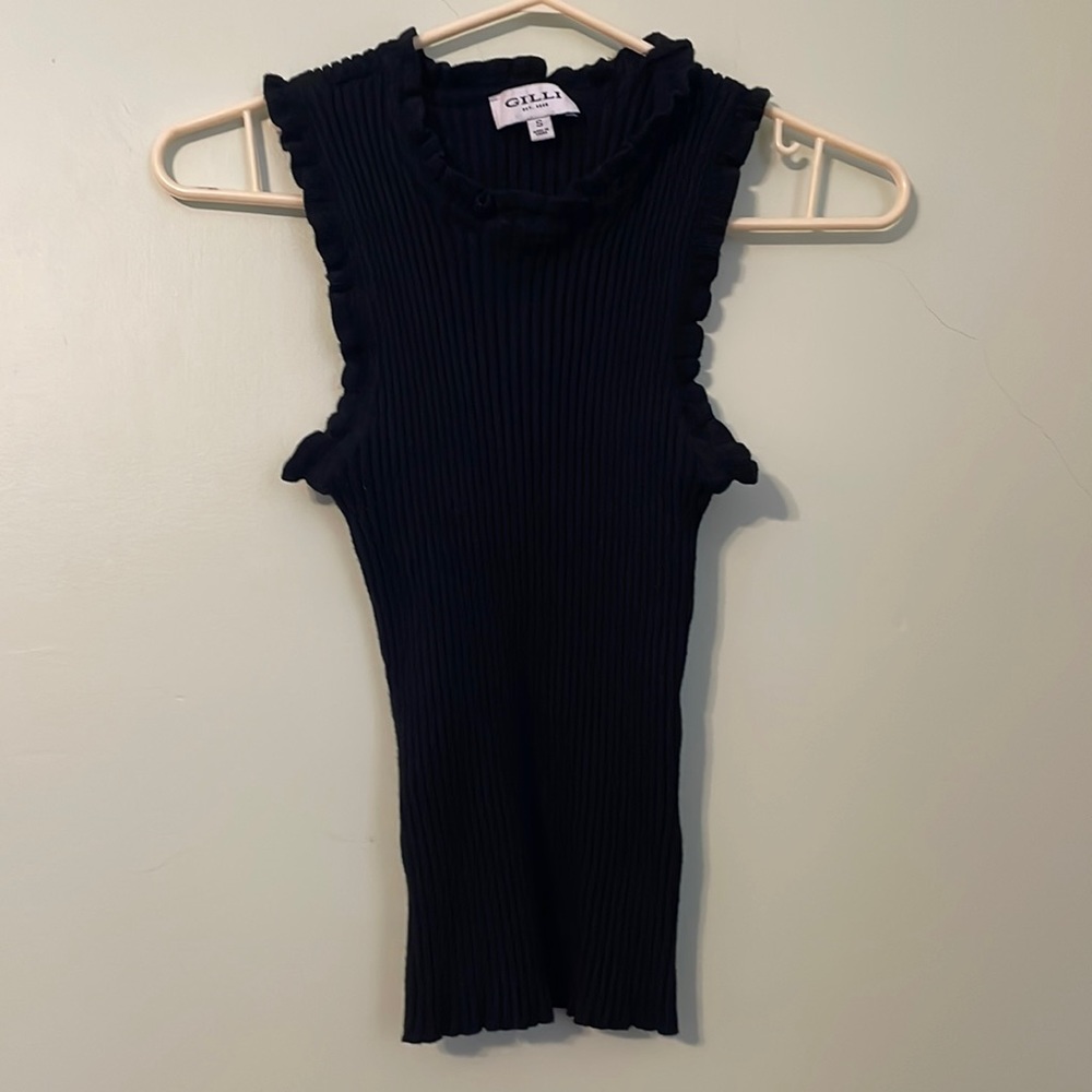 Gilli Black Ruffle Tank Top - Picture 2 of 4